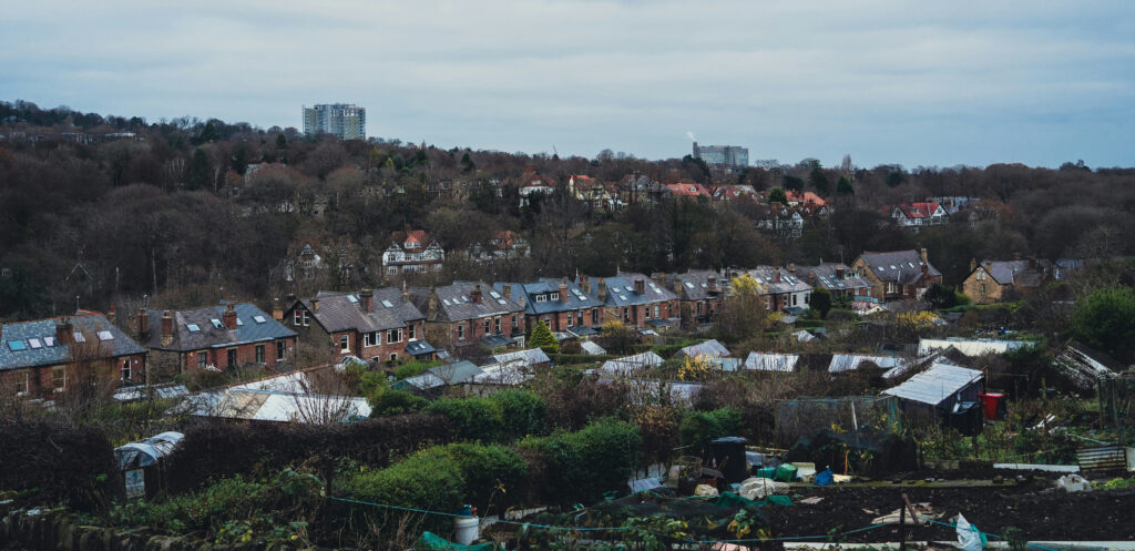 row of houses winter UK