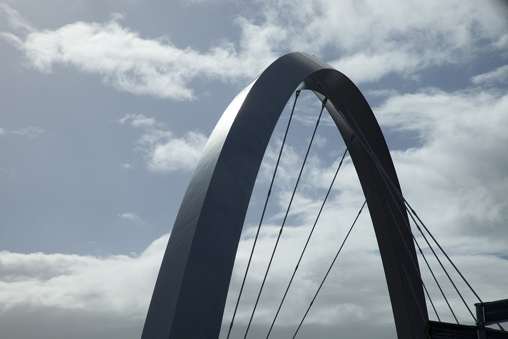 metal bridge arch with metal cables