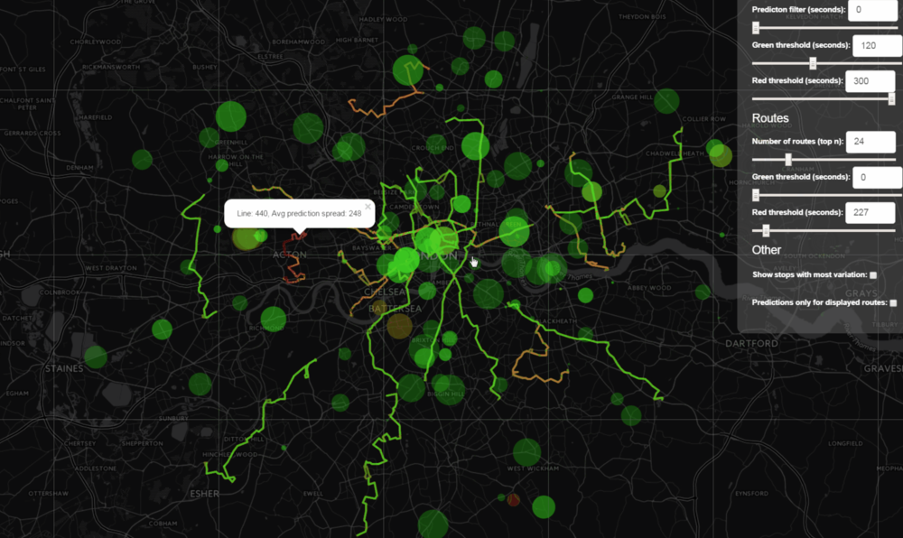 transport map in green and black