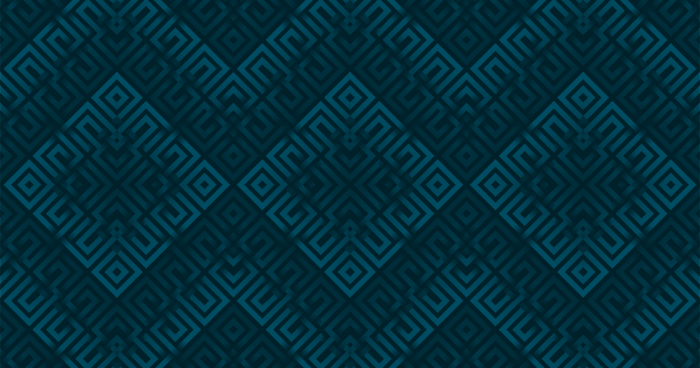 Pattern in blue and black of squares and lines similar to a maze