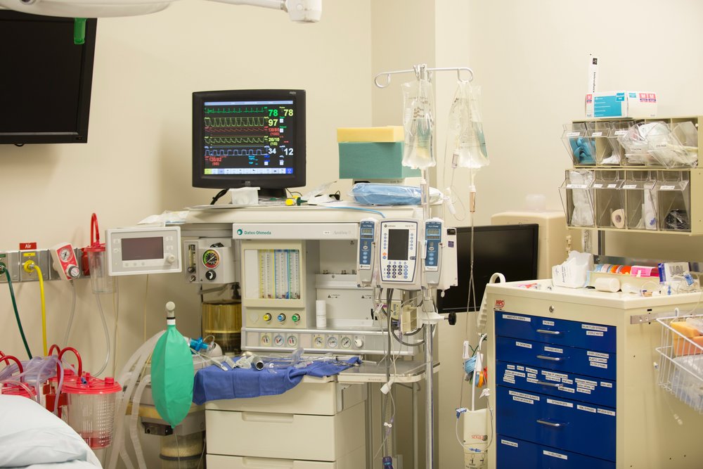 hospital room with medical equipment